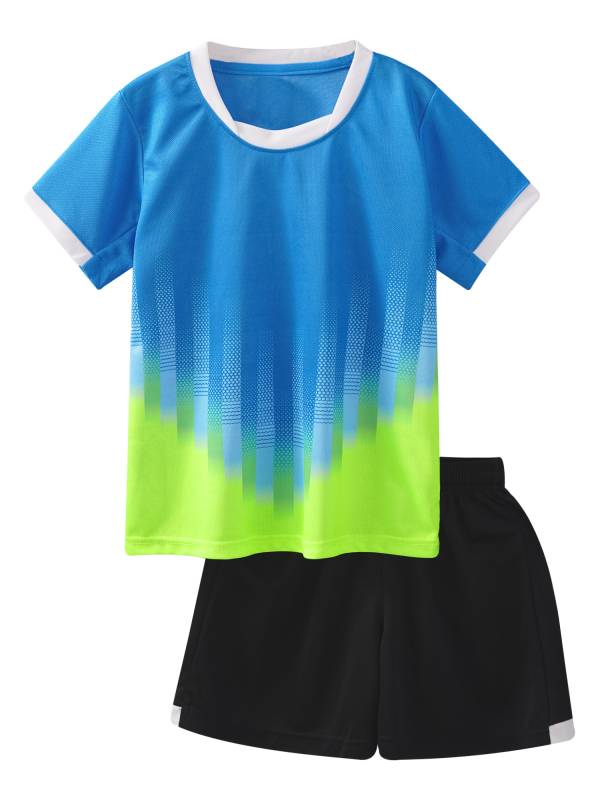 Kids Boys 2pcs Quick-Drying Short Sleeve T-shirt and Shorts Football Uniform thumb