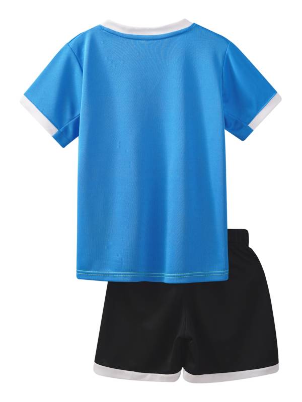 Kids Boys 2pcs Quick-Drying Short Sleeve T-shirt and Shorts Football Uniform thumb