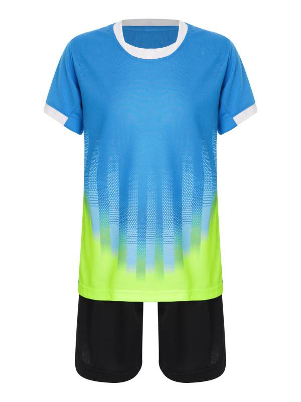Kids Boys 2pcs Quick-Drying Short Sleeve T-shirt and Shorts Football Uniform thumb