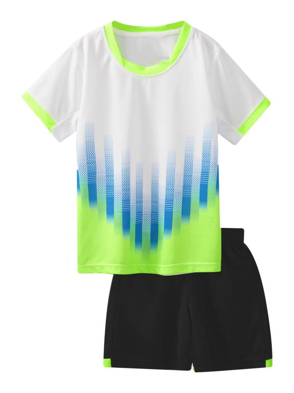 Kids Boys 2pcs Quick-Drying Short Sleeve T-shirt and Shorts Football Uniform thumb