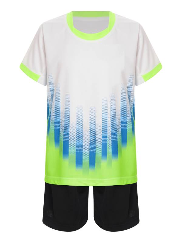 Kids Boys 2pcs Quick-Drying Short Sleeve T-shirt and Shorts Football Uniform thumb