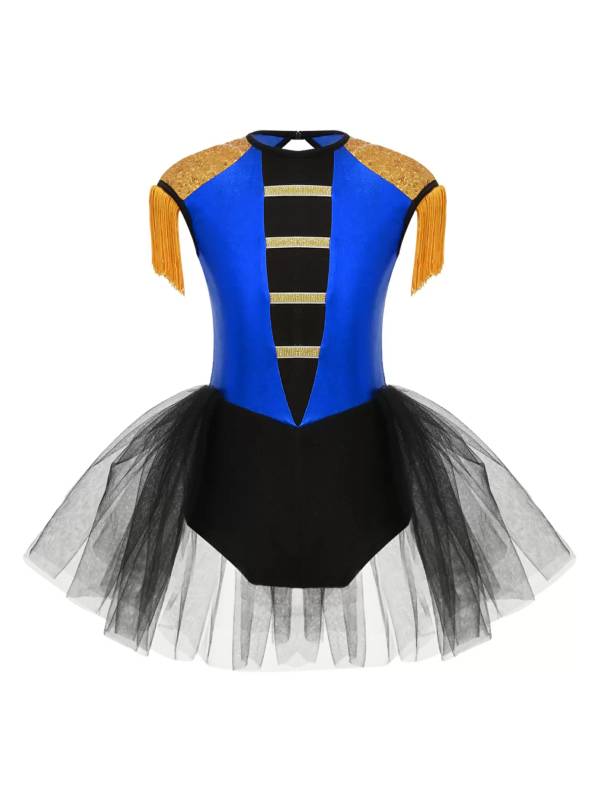 Kids Girls Circus Ringmaster Costume Sleeveless Sequins Leotard Dress thumb