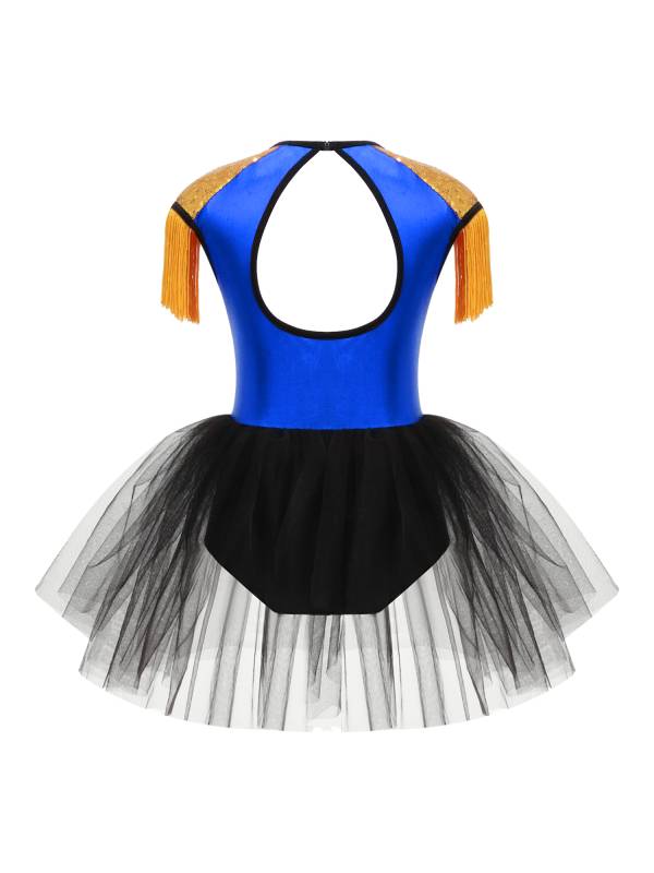 Kids Girls Circus Ringmaster Costume Sleeveless Sequins Leotard Dress thumb