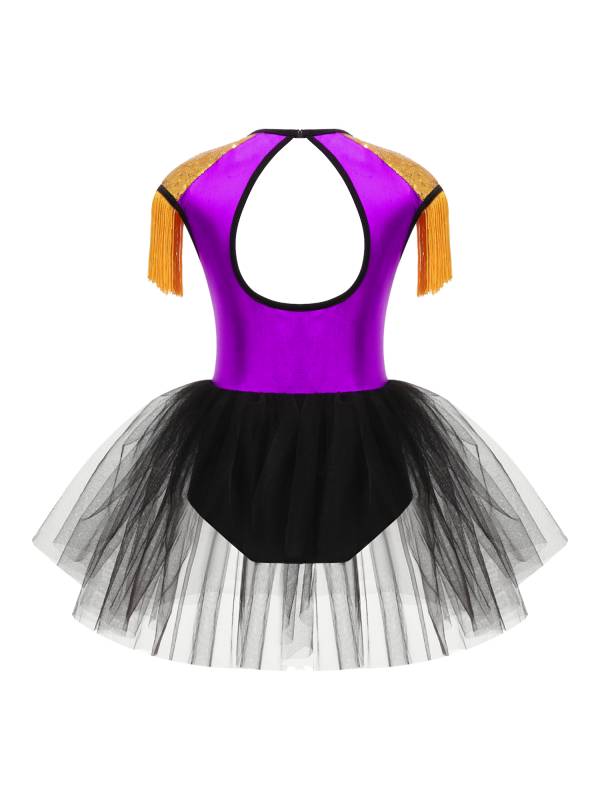 Kids Girls Circus Ringmaster Costume Sleeveless Sequins Leotard Dress thumb