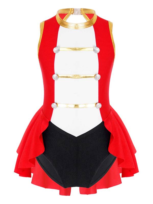 Kids Girls Sleeveless Magician Costume Leotard with Hat Set thumb