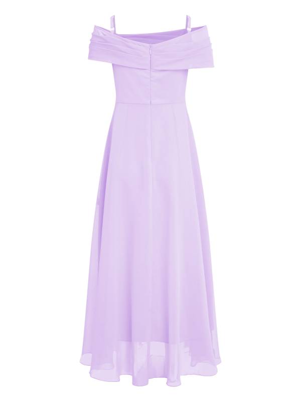 Kids Girls 3D Flower Applique A-Line Chiffon Junior Bridesmaid Dress thumb