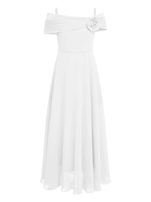 Kids Girls 3D Flower Applique A-Line Chiffon Junior Bridesmaid Dress thumb