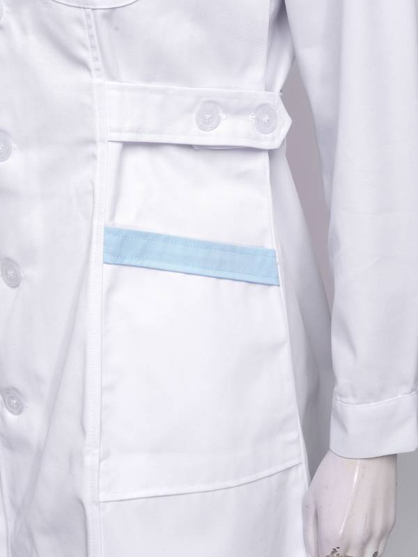 Women Long Sleeve Notch Lapel Front Buttons Nurse Pharmacist Costume Coat thumb