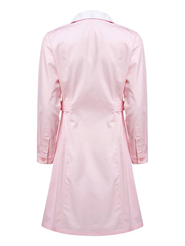 Women Long Sleeve Notch Lapel Front Buttons Nurse Pharmacist Costume Coat thumb