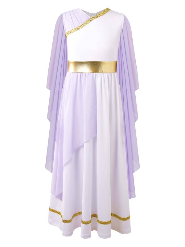 Kids Girls Ancient Greek Toga Costume Grecian Tulle Dress thumb