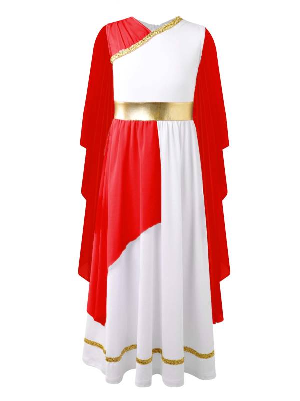 Kids Girls Ancient Greek Toga Costume Grecian Tulle Dress thumb
