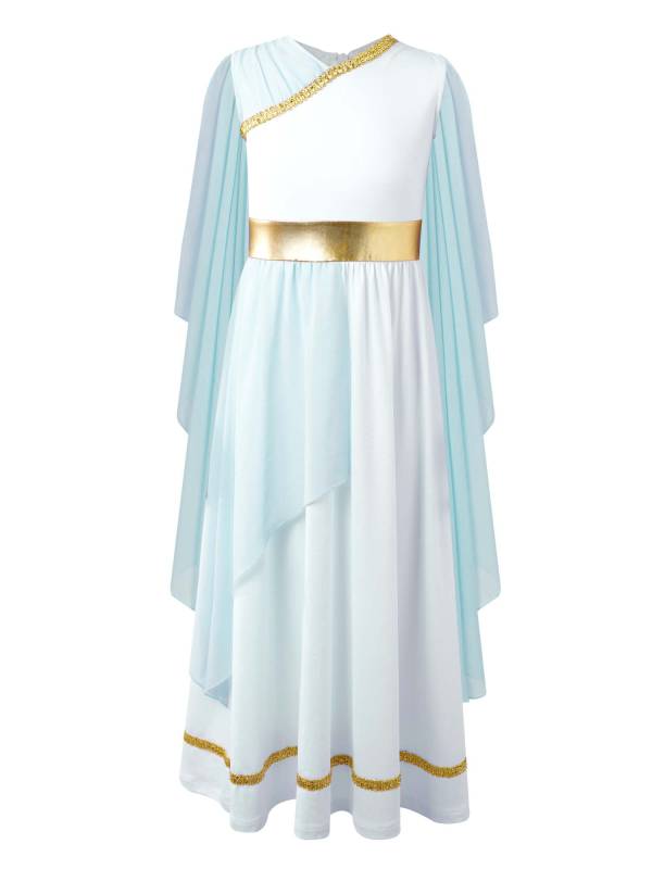Kids Girls Ancient Greek Toga Costume Grecian Tulle Dress thumb