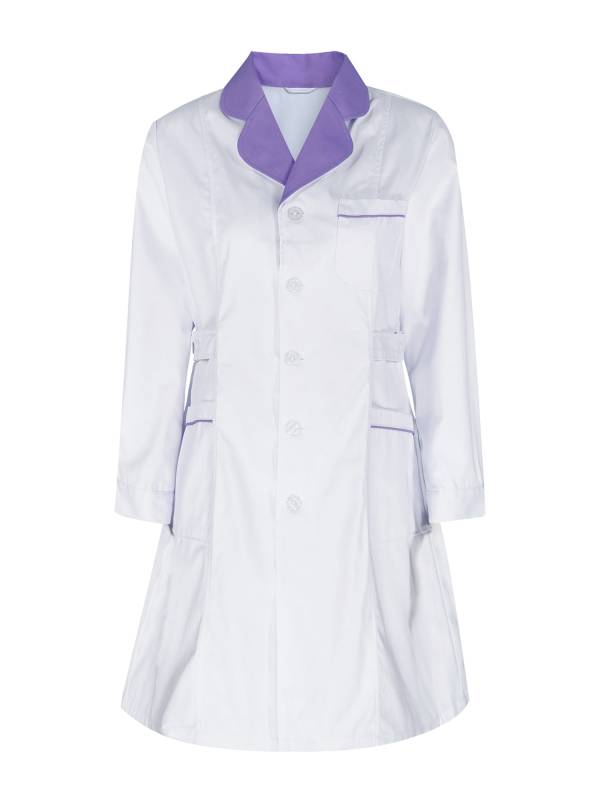 Women Long Sleeve Notch Lapel Front Buttons Nurse Pharmacist Costume Coat thumb