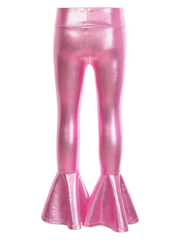 Kids Girls High Waist Glossy Bell-bottom Dance Pants thumb