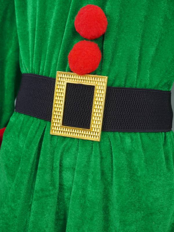 Kids 6pcs Christmas Elf Costume Long Sleeve Pompoms Asymmetrical Dress Set thumb
