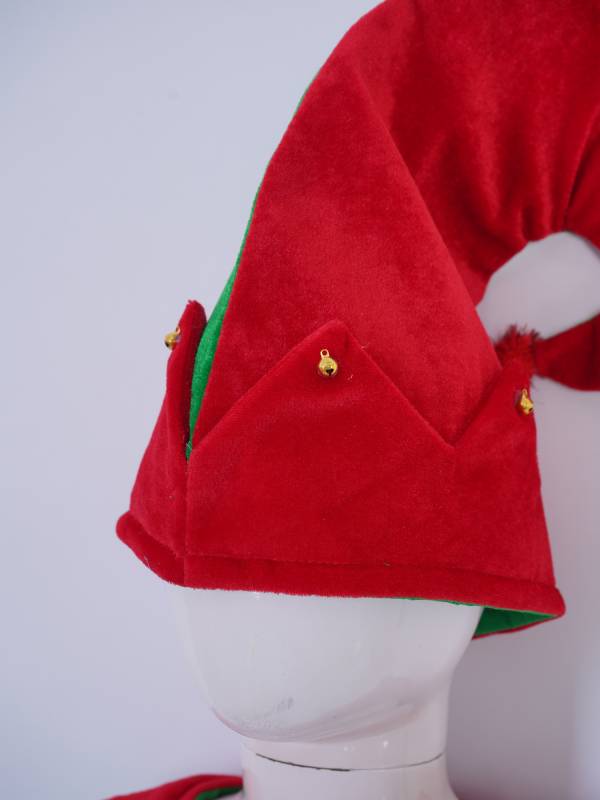 Kids 6pcs Christmas Elf Costume Long Sleeve Pompoms Asymmetrical Dress Set thumb