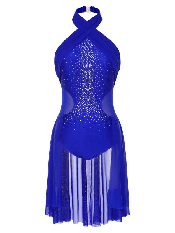 Women Backless Sleeveless Lyrical Dance Leotard Dresses thumb