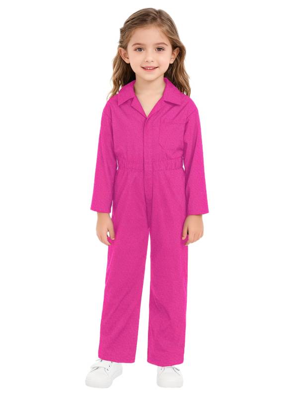 Kids Boys Long Sleeve Zipper Solid Color Coverall Casual Jumpsuit thumb
