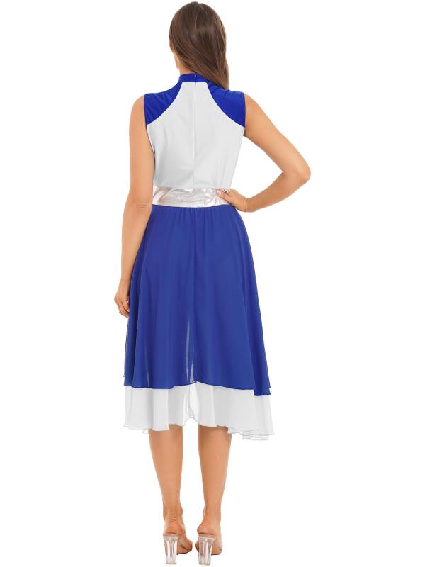 Women Color Block Sleeveless Worship Praise Dance Dress thumb