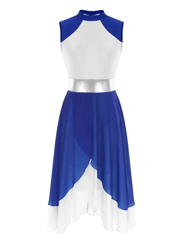 Women Color Block Sleeveless Worship Praise Dance Dress thumb