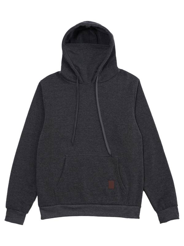 Men Long Sleeve Solid Color Sports Sweatshirt with Built-in Face Mask thumb