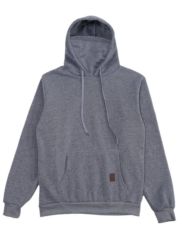 Men Long Sleeve Solid Color Sports Sweatshirt with Built-in Face Mask thumb