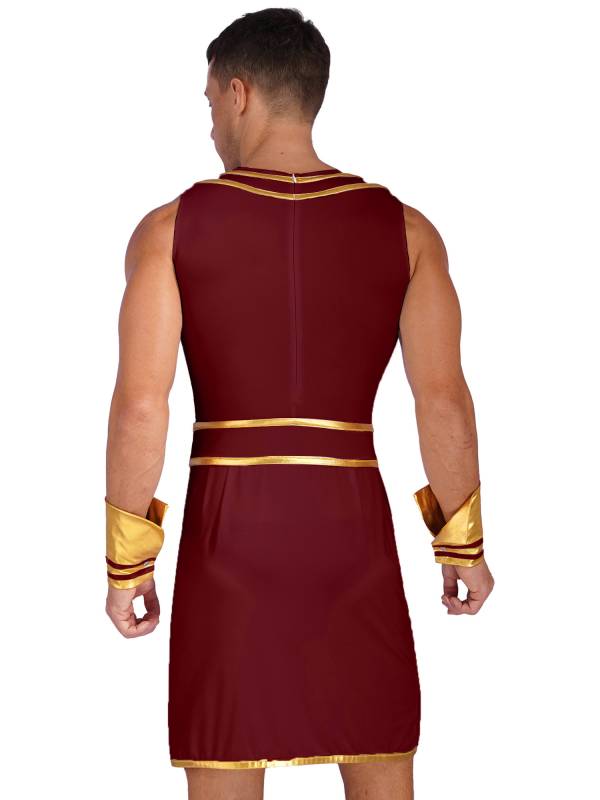 Men Ancient Egypt Halloween Costume Sleeveless Dress with Cuffs thumb