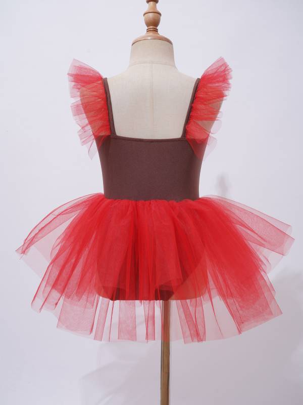 Kids Girls Christmas Red Sleeveless Bowknot Striped Tutu Dress thumb