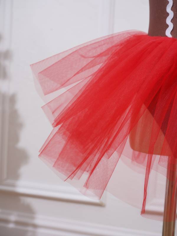 Kids Girls Christmas Red Sleeveless Bowknot Striped Tutu Dress thumb