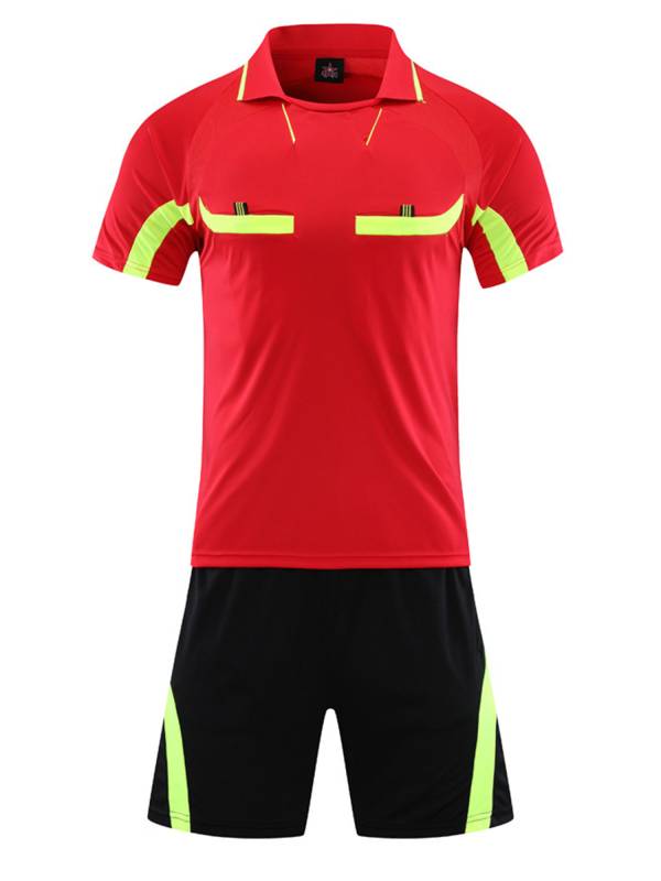 Men 2pcs Short Sleeve T-shirt and Shorts Soccer Referee Set thumb