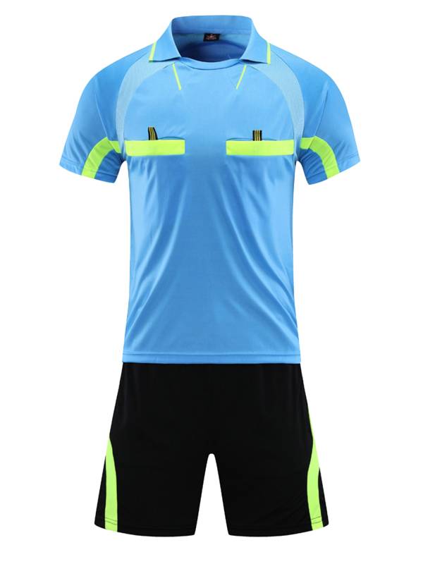 Men 2pcs Short Sleeve T-shirt and Shorts Soccer Referee Set thumb