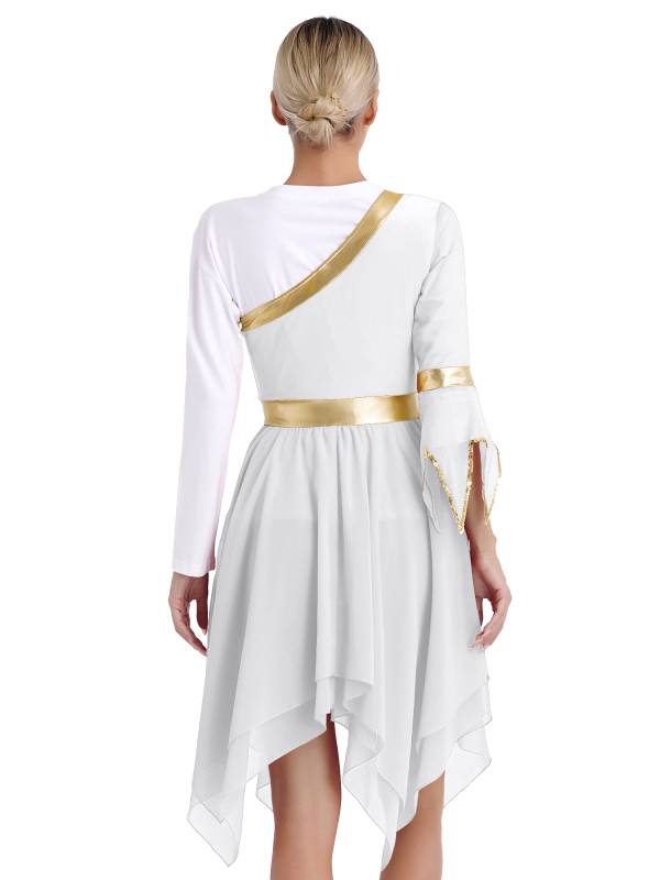 Women One Shoulder Worship Praise Dance Dress(white shirt not include) thumb