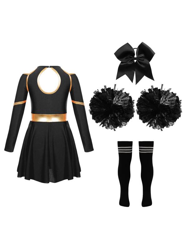 Kids Girls Cheerleading Dance Outfits Letter Print Leotard Dress Set thumb