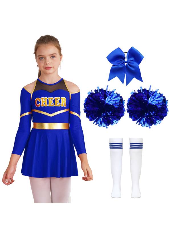 Kids Girls Cheerleading Dance Outfits Letter Print Leotard Dress Set thumb