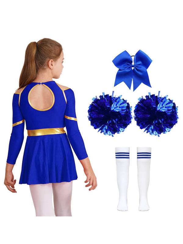 Kids Girls Cheerleading Dance Outfits Letter Print Leotard Dress Set thumb