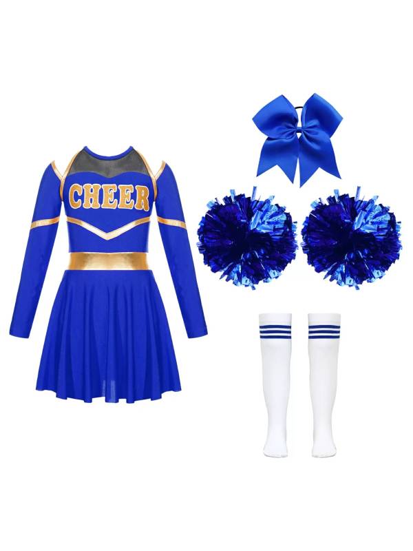 Kids Girls Cheerleading Dance Outfits Letter Print Leotard Dress Set thumb