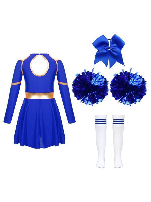Kids Girls Cheerleading Dance Outfits Letter Print Leotard Dress Set thumb