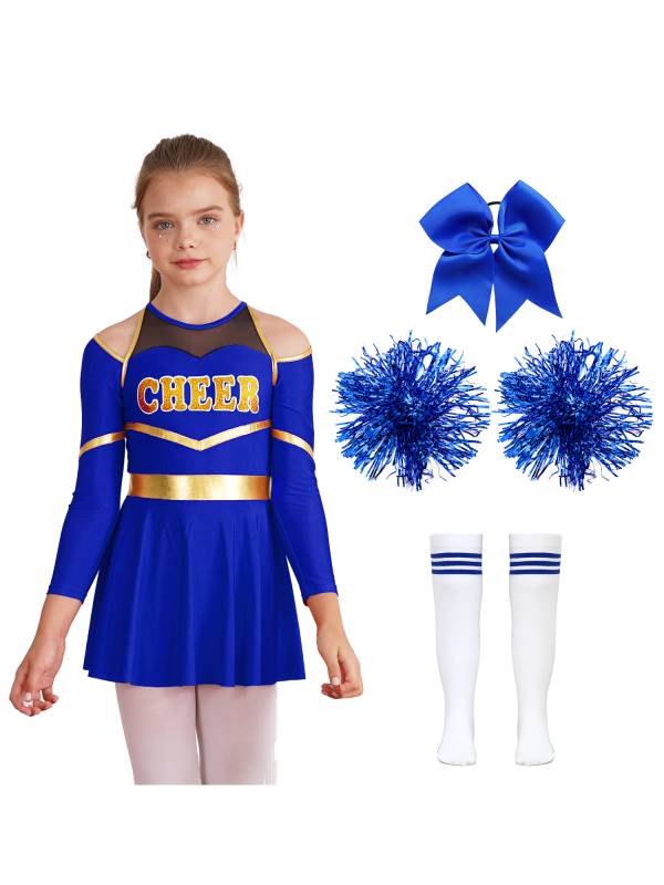 Kids Girls Cheerleading Dance Outfits Letter Print Leotard Dress Set thumb
