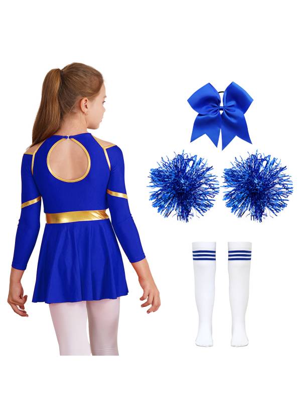 Kids Girls Cheerleading Dance Outfits Letter Print Leotard Dress Set thumb
