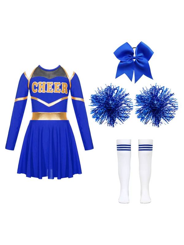 Kids Girls Cheerleading Dance Outfits Letter Print Leotard Dress Set thumb