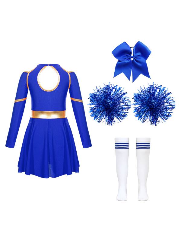 Kids Girls Cheerleading Dance Outfits Letter Print Leotard Dress Set thumb