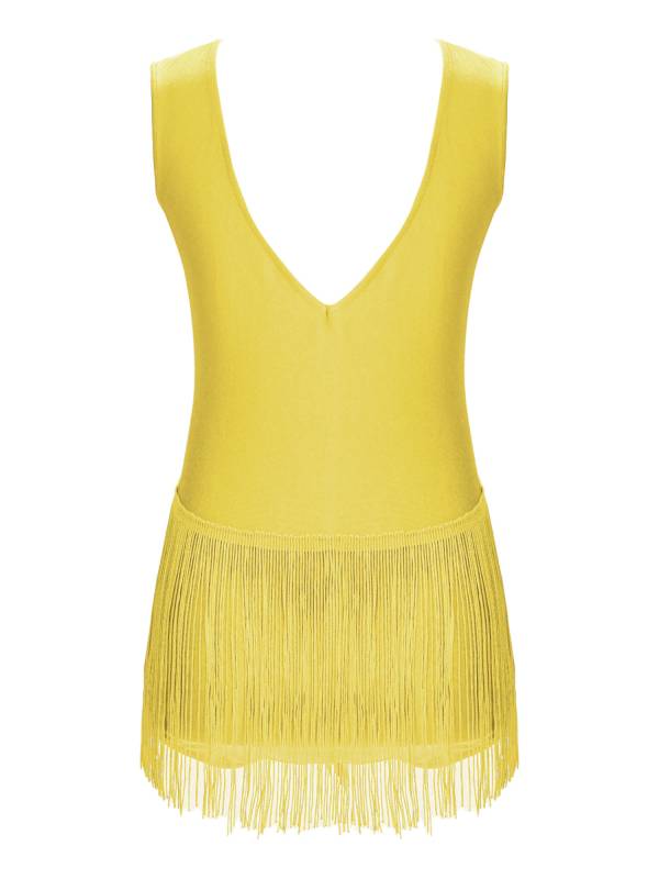 Kids Girls Sleeveless Rhinestones Tassel Rhythmic Gymnastics Leotard thumb