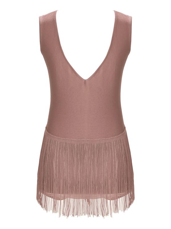 Kids Girls Sleeveless Rhinestones Tassel Rhythmic Gymnastics Leotard thumb