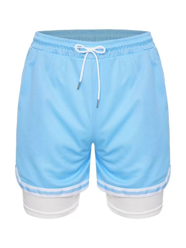 Kids Boys Built-in Leggings Sport Shorts Drawstring Training Shorts thumb