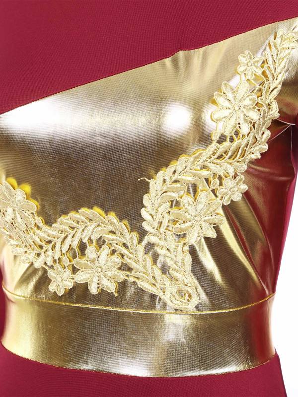 Women Metallic Long Sleeve Liturgical Praise Dance Midi Dress thumb