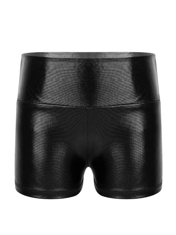 Kids Girls Metallic Shiny High Waist Gymnastic Shorts thumb