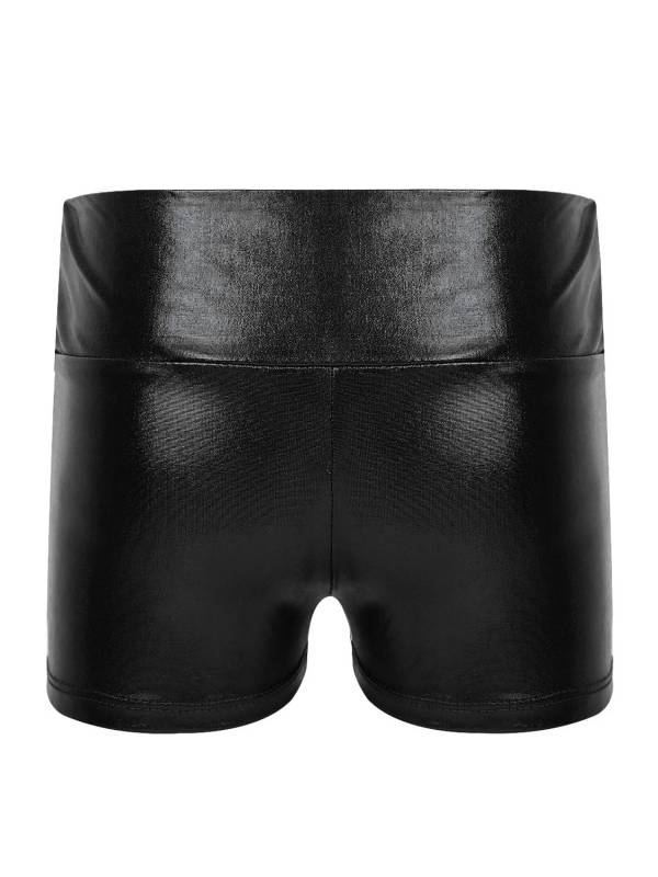 Kids Girls Metallic Shiny High Waist Gymnastic Shorts thumb
