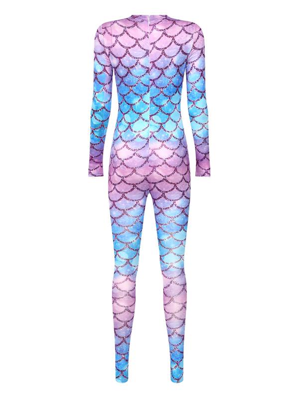 Women Long Sleeve Back Zipper Mermaid Cosplay Jumpsuit thumb