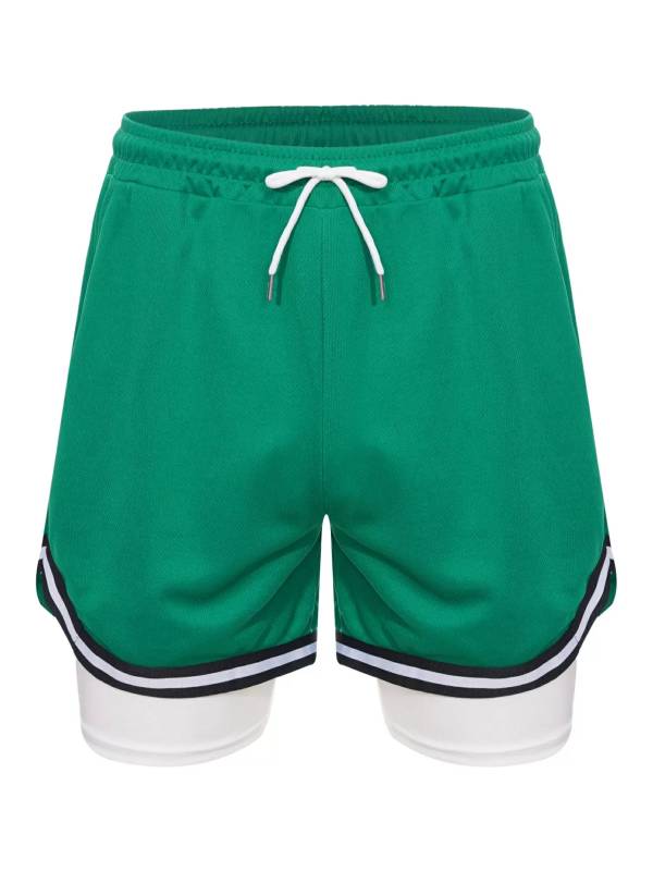 Kids Boys Built-in Leggings Sport Shorts Drawstring Training Shorts thumb