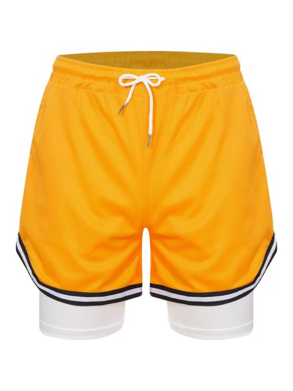 Kids Boys Built-in Leggings Sport Shorts Drawstring Training Shorts thumb